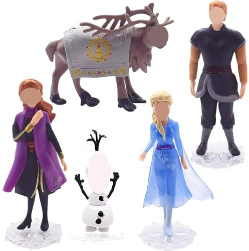 Ice Princess Cake Toppers,5PCS Princess Figures Party, Anime Action Figures Cake Toppers,Cartoons Cupcake Figurine For Kids Birthday Baby Shower Frozen Theme Party Supplies