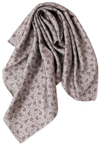 Prettystern handrolliertes Seiden-Halstuch Damen Herren reine Seide Bandana Stirntuch Sommer Frühling Seiden-Tuch 28 Grau Paisley
