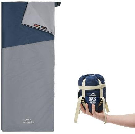 Naturehike Plain 01 Schlafsack, Deckenschlafsack für Erwachsene und Kinder, Ultraleichtes Colorblock-Design, Wasserdichter Camping-Sommerschlafsack (Dunkelblau/Hellblau, L)