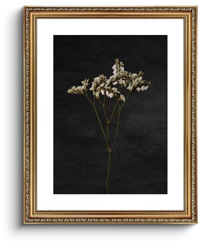 ARPEOTCY Große Wandkunst, Vintage-Stil, goldgerahmt, Retro, dunkel getrocknete Wildblumen, Leinwanddrucke mit antikem Rahmen, viktorianisches Wandbild, Dekor für Wohnzimmer, Galerie, Schlafzimmer