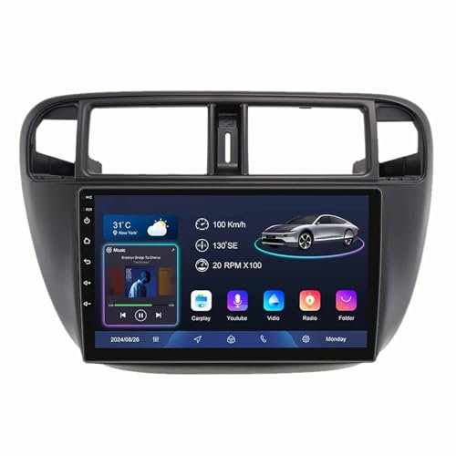 9'' Android 14 Pantalla Táctil Radio Coche 2 DIN para Honda Civic EJ EK EM 1995-2001 con GPS Navigation Carplay/Android Auto Cámara de Respaldo Controles del Volante Bluetooth(YS20(4+32G))