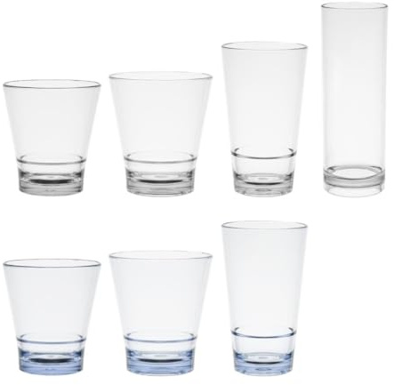 Olympia Polycarbonate Stacking Tumblers 350ml, Blue, Pack of 6, 350 ml | Space-saving design allows safe nesting for busy bars, with a break-resistant build that withstands commercial wash cycles.