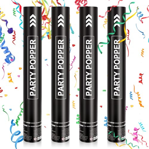 Konfettikanone*4, 40cm Party Popper, Konfettikanone XXL, Konfetti-Shooter 5-8m Effekthöhe, Konfetti Kanonen für Hochzeit, Geburtstag, Babyparty, Absolvent