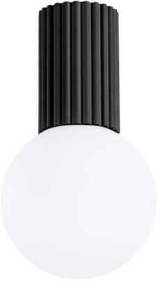 SOLLUX lighting Deckenlampe Deckenleuchte - Deckenstrahler Aluminium Glas -1 Flammig - LED Lampe Glühbirne - Schwarz Halo