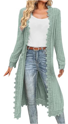 duxyoz Women's Long Lightweight Cardigan Long Sleeve Open Front Elegant Maxi Cardigans Ribbed Knitted Sweater Ladies Trendy Dressy Duster Coats Coverups Kimono Cardigan Fall Winter