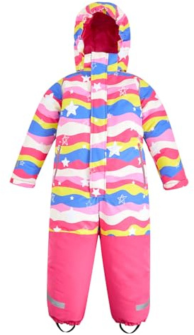 Gogokids Combinaison de neige une pièce pour garçons et filles de 3 à 9 ans, combinaison de neige imperméable pour l'hiver, Étoile rayée, 5-6 ans