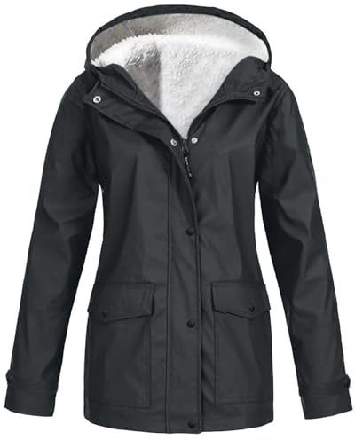 Veste de randonnée pour femme - Imperméable - Veste softshell - Grandes tailles - Veste de pluie doublée en polaire - Veste de mi-saison - Veste d'extérieur chaude - Coupe-vent - Couleur unie - Veste