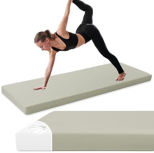 MABOZOO Yogamatte, 7,6 cm dick, 172,7 x 61 cm, extra dicke Trainingsmatte aus PU-Leder, hochdichter Schaumstoff, Gymnastikkissen für Yoga, Fitness, Pilates, Stretching
