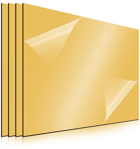 4 Stück ABS Kunststoffplatte 30 x 20 cm, Laser Gravur Platte, Lasergravur Kunststoffplatte 1,3mm Gravurplatte, Laser Rohlinge zum Gravieren, Gemälde, DIY Basteln Schneiden (Gold)