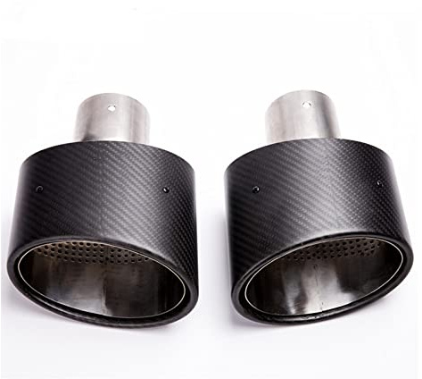 Auto Oval Schräg Kohlefaser Auspuffblenden Für VW Für Golf 7 Matt Endrohrblenden 64mm 2 Stk Auto Auspuff Schalldämpfer Endrohr