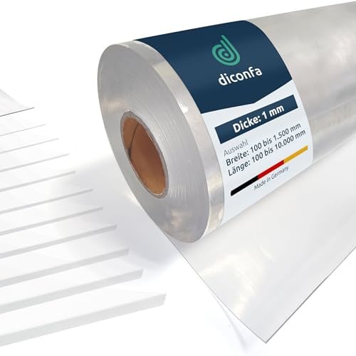 diconfa Transparente PVC Platte NACH MAß glasklar 1mm DICK - 0,1 bis 1,5m BREIT - 0,1 bis 10m LANG (1400 x 1900 x 1mm) Kunststoff Plane durchsichtig klar Tischdecke Tischfolie Schutzfolie