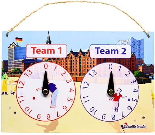 La belle boule® | Compteur de Score 30x20cm Pétanque en Étain Vintage | Plaque Métal avec Aiguilles Pivotantes pour 2 Équipes | Accessoire Décoratif Intérieur Extérieur (Germany)