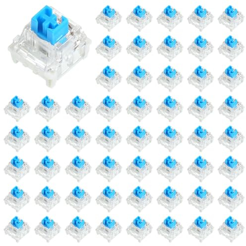 Cobee 54 Stück Transparente Blaue Achse Switches, Mechanische Tastaturschalter 3 Polige Tastatur Staubdichte Schalter Ersatzschlüsselschalter Ersatzschalter für Mechanische Tastatur