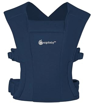 Ergobaby Embrace Babytrage für Neugeborene von 0–12 Monaten (3,2–11,3 kg), Ergonomische 2-Positionen Babytrage mit Kopf- und Nackenstütze und hüftgesunder M-Stellung, Midnight Blue