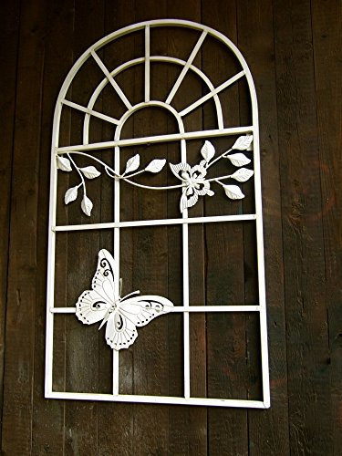 Antikas - Treillis comme une fenêtre en fer, treillis pour rosiers, treillis de fenêtre, tuteur pour mur de jardin.