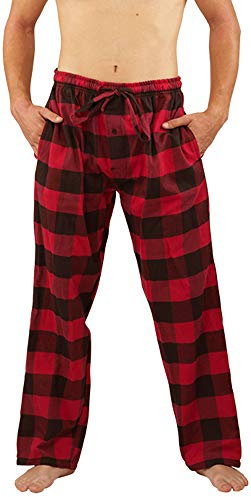 NORTY PJ Pants Herren Flanell Pyjamahose – Herren Pyjamahose – Bequemer Baumwollmischung Flanell Pyjama für Herren – PJ Pants, Schottenkaro, Rot, XX-Large