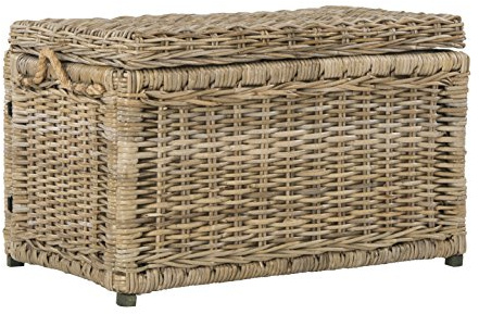 happimess HPM9003B Jacob 30 Wicker Storage Trunk, Collapsible for flat storage, Rattan-Kubusoft Gray, Coastal for Office, Dorm Room-LivingRoom, Bedroom, Dining Room, Natural
