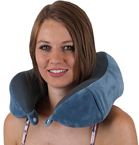 Betz Reisekissen Nackenkissen Relax Kopfstütze, weiches Kissen zum Schlafen, Flugzeug, Auto Nackenhörnchen Füllung Memory Schaum Farbe türkis