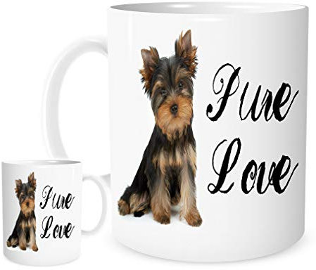 11OZ Yorkshire Terrier Pure Love Mug,A Lovely Ceramic Gift Mug Featuring A Cute Yorkshire Terrier Dog