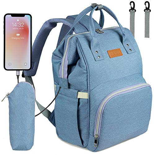 NEVEQ Baby Wickelrucksack, Babytasche für Reise, Wickeltasche Große Kapazität, Multifach Reise Rucksack Wasserdicht Fächer Babyflaschehälter (Lila)