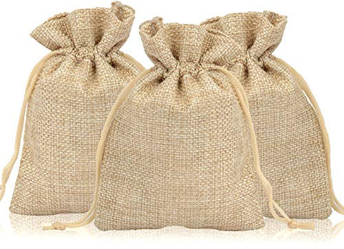 Adventskalender Beutel 24 Stück Geschenkbeutel Jutesäckchen Stoff Weihnachten Stoffbeutel Säckchen Stoffsäckchen mit Kordelzug (beige)