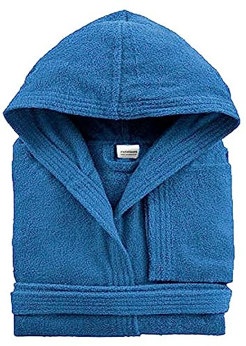Morbidissimi Accappatoio Spugna Adulto Con Cappuccio, Cinturino e 2 Tasche, Accappatoi Uomo Donna in Spugna Morbida 400 gr/mq Puro Cotone V820 (Accappatoio Blu Royal, XXL)