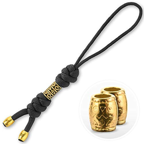 M-Tac Knife Lanyards with Beads - Paracord Lanyard - Tactical Lanyard for Knife – Zeus (Black)