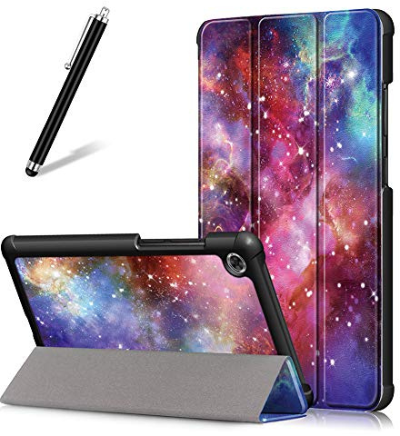 Artfeel Funda para Lenovo Tab M7 TB-7305F, ultra delgada, de piel ligera, con función atril de tres pliegues, con tapa magnética, para tableta, Láctea