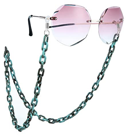 EUEAVAN Gesichtsmaske Halter Kette Acryl Brillenkette für Frauen, Mode Acetat Brillenkette Sonnenbrille Kette - Blau -