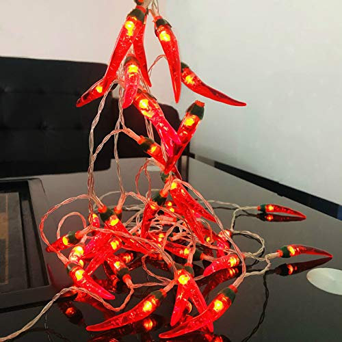 Riaxuebiy Rot Chili Lichterketten LED Seil Feen Nachtlicht Pfeffer Chili Lampen Batterie Warmweiß für Weihnachten Hochzeit Urlaub Party Dekoration (Rot Chili, 3m/20LED)