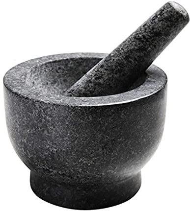 Stößel und Mörser Set Handiarbeit Granit Mörtel und Pistill Set für Gewürze Pasten Pestos 13x9cm