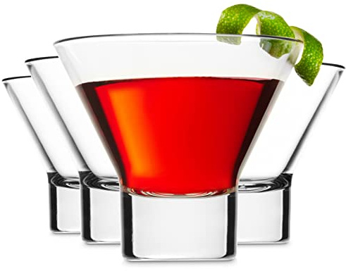 Martini Glasses, Cocktail Glasses Set of 4, 8oz Dessert Cups, Made in Italy