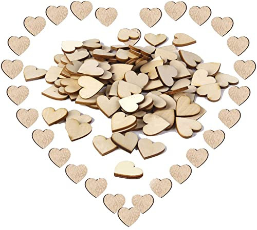 AONAT 100 Stück Holzherzen zum Basteln und Dekorieren, naturfarben 15mm Klein Holzherzen, Mini Wooden Hearts, Ideal als Hochzeits-Deko, Tischdeko, Streudeko