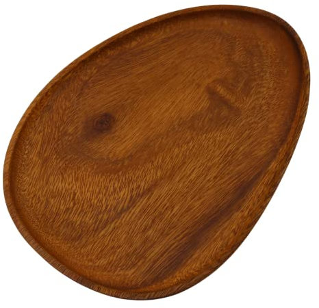 Kadum ovale Servierteller riesig aus Akazienholz – Servierschale für Dessert, Obst, Salat, Snacks - Handgefertigt – Serviertablett Ø 26 cm- Tablett Holzteller Natur