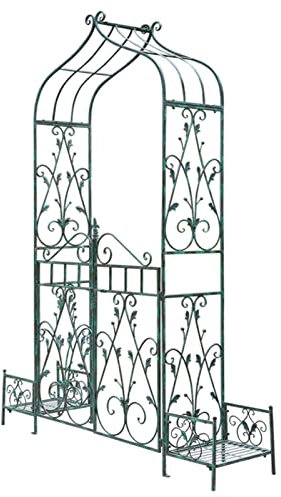 NMQQ Gartenbogen für Rosen,Rosenbogen,Spalier Pergola Rankgitter Rosenspalier Torbogen Rankhilfe mit Deko-Spitzen,Pflanzenbogen Efeu, Waldrebe (Size : 235X205x40cm)