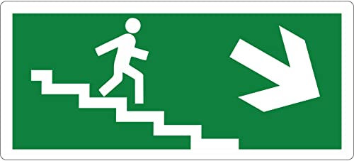 pubblimania Uscita di Emergenza PVC Adesivo Resistente per Esterno e Interno (Cm29x13) (Scale Freccia Destra Exit)