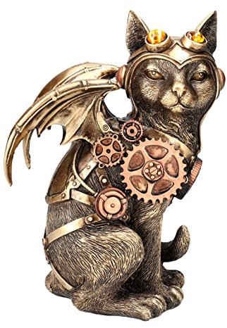 Pacific Giftware Katzen Figur Steampunk Kitty | Statue Flieger Outfit mit Flügeln