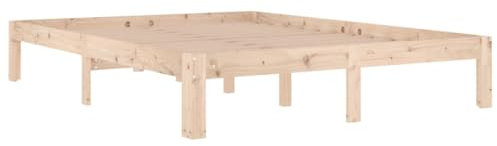 vidaXL Cadre de Lit Cadre à Lattes sur Pied Lit Double Lit Adulte Sommier à Lattes Meuble de Chambre à Coucher Bois de Pin Massif 140x190 cm