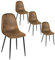 FurnitureR Esszimmerstühle 4er-Set aus Wildlederimitat, skandinavischer Vintage-Küchenstühle für Esszimmer, Küche, Wohnzimmer, schwarzes Bein, Braun