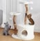 NATURAL EXPRESSIONS Modern Cat Tree and Tower for Indoor, Luxury Solid Wood Cat Condo for Large Cats, Flower Cat Tree with Scratching Post, Cat Climbing Furniture with Cat Hiding Enclosure
