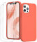 GOODVISH 3 in 1 for iPhone 12 Pro Max Case Liquid Silicone with 2x Screen Protector, Anti-Scratch Full covered Microfiber Lining Shockproof Protective Slim Phone Case Cover 6.7, Reddish Orange
