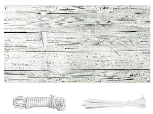 HERILIOS Balkon Sichtschutz, Balkonabdeckung 220g/m² Innen Balkonverkleidung UV-Schutz (210Größen&28Farben) Ohne Bohren mit Ösen Kabelbinder und Kordel für Terrasse, Holzmaserung 50X100CM