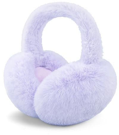 SEYUFN Warmes Ohrenwärmer Damen Faltbare Flauschige Plüsch Ohrenschützer Winter Outdoor Bequem Ohrwärmer Teenager-Mädchen Stylische Ohrbedeckungen (A-hellviolett)
