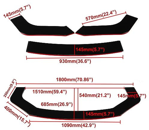 Auto Frontspoiler Lippe für Audi A3 8Y 8YA 8V 8P 8PA 8L 8LA Sportback 3-Door / 5-Door, Segmentiert Kratzfest Kollisionssicher Lippenspoiler Frontstoßstangenlippe, Car Zubehör