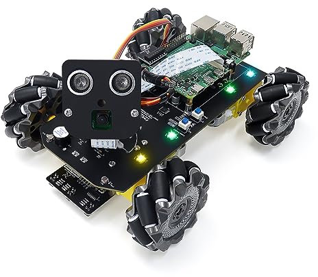 Freenove Mecanum Wheel Car Kit for Raspberry Pi 5 4 B 3 B+ B A+, Face Tracking, Line Tracking, Light Tracing, Obstacle Avoidance, App Control, Camera, Servo (Raspberry Pi NOT Included)