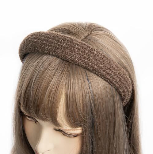axy Haarreif aus Strickstoff mit feinen Metallicfäden - gepolstert - Wunderschön Damen Stirnband Haarschmuck Haarreifen HRK11 (Braun)
