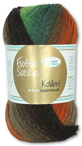 Frida's Wollhaus Zum Rellana 100 g Flotte Socke Kolibri 4-fädig Sockenwolle 14 Farben (6206 | braun | kürbis)