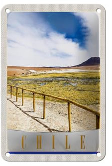 Femer Blechschild Reise 12x18cm Chile Urlaub Deko Gebirge Gehweg Schild