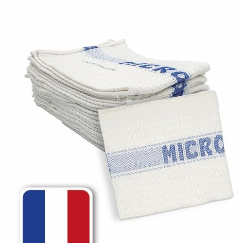 LNT France - Lot de 3 serpillères Gaufrées Microfibres 45x50 cm, très absorbantes, ne peluchent Pas, pour Tous Types de Sol, Fabriqué en France.