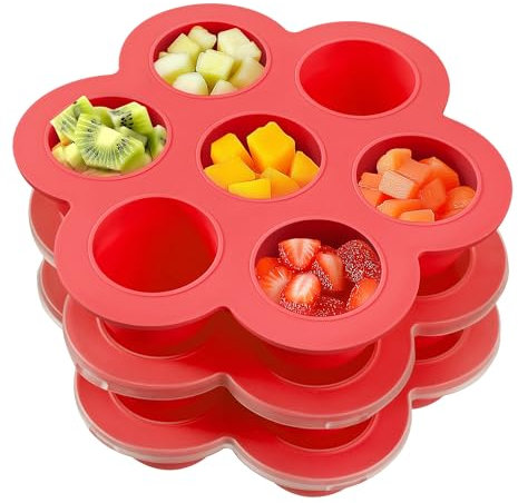 Navaris Molde para Congelar Comida de Bebé - 3x Envase para Comida Bebe - Bandeja de Silicona con Moldes Helados Bebé - Sin BPA - Molde para Planificar 21 Porciones